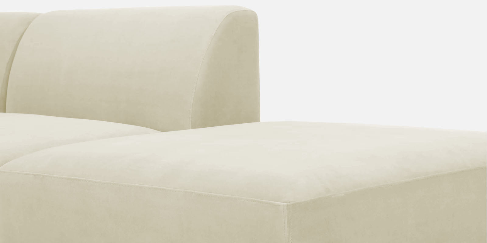 Bufa Velvet RHS Sectional Sofa In Warm White Colour With Ottoman - Febonic Living