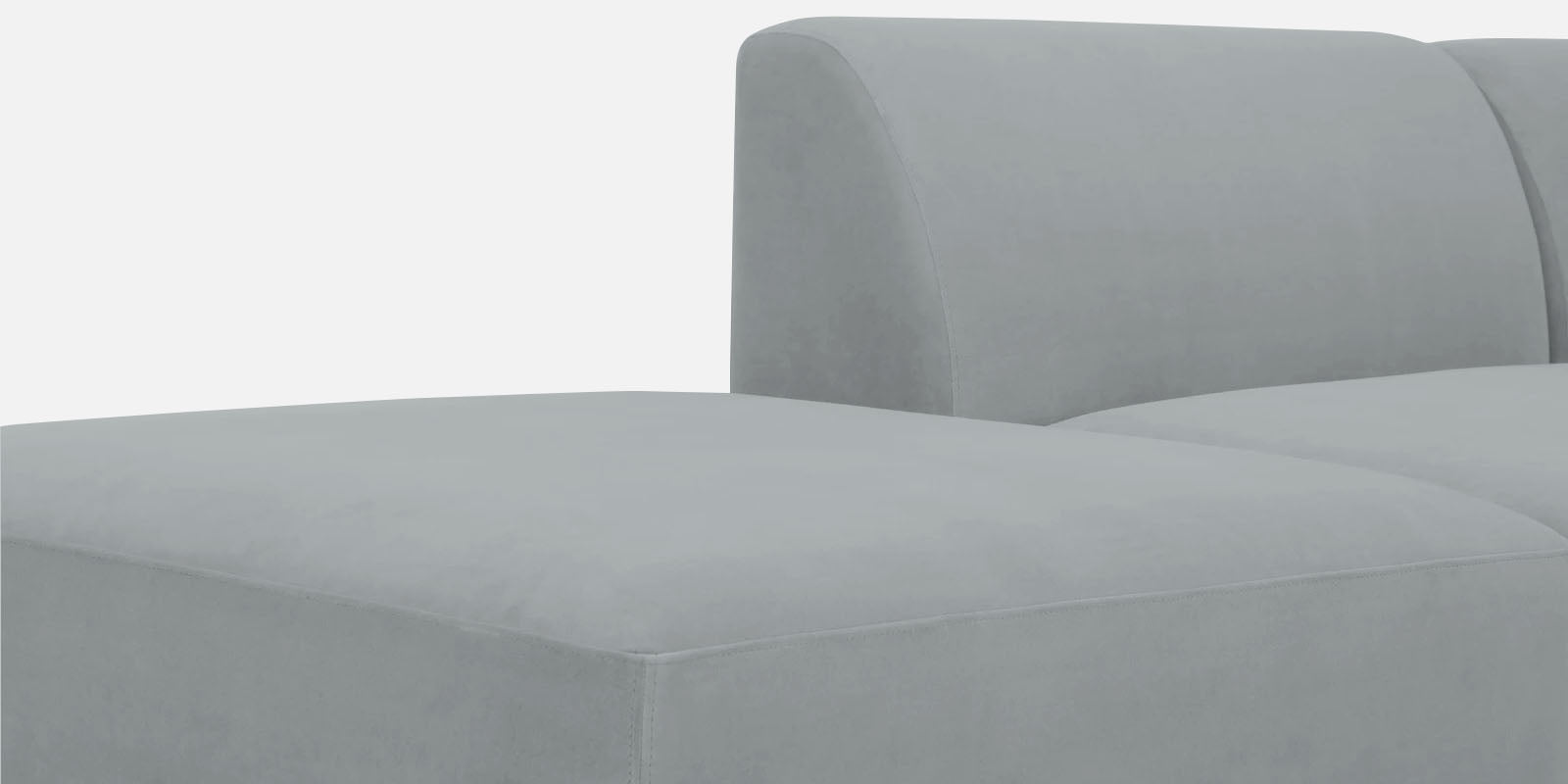 Bufa Velvet LHS Sectional Sofa In Pearl grey Colour With Ottoman - Febonic Living