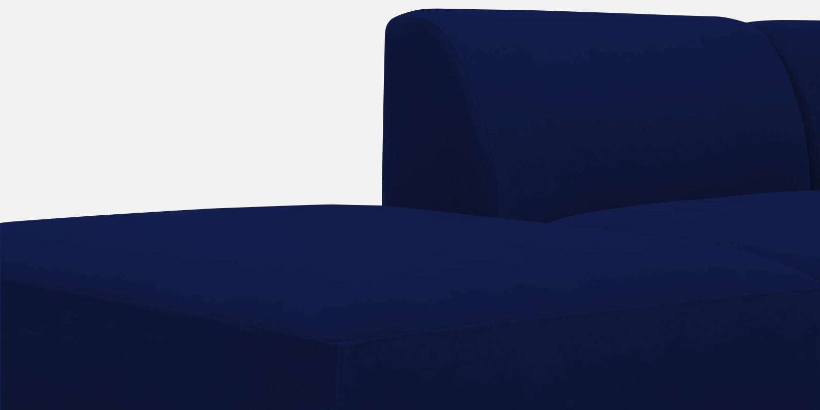 Bufa Velvet LHS Sectional Sofa In Dark Blue Colour With Ottoman - Febonic Living