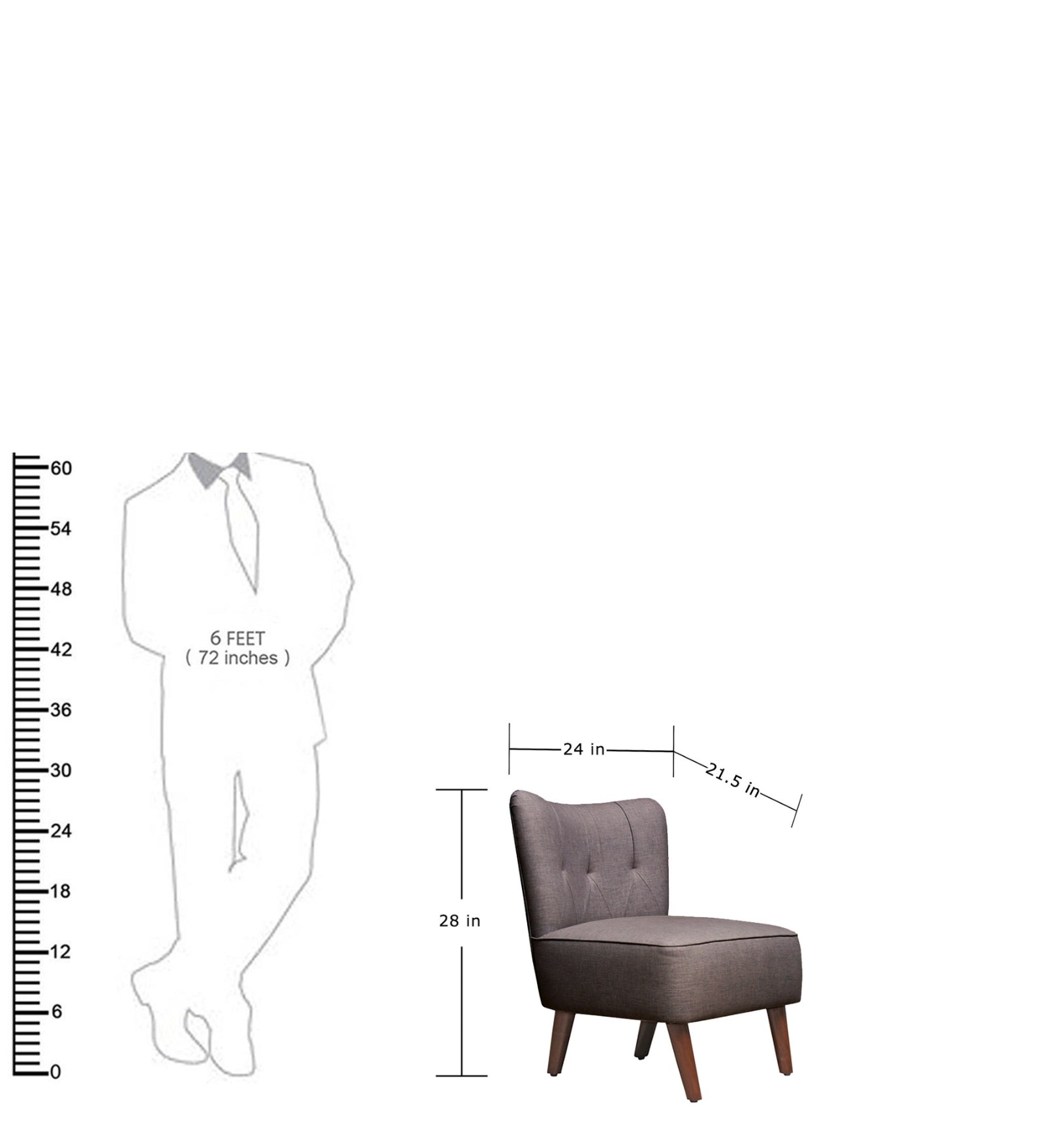 Lola Fabric Slipper Chair in Cara Brown Colour - Febonic Living