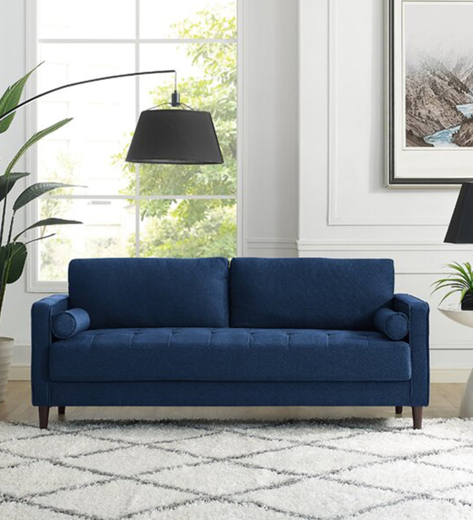 Darvin Fabric 3 Seater Sofa In Royal Blue Colour - Febonic Living