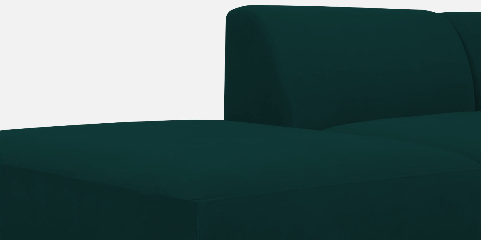 Bufa Velvet LHS Sectional Sofa In Forest Green Colour With Ottoman - Febonic Living