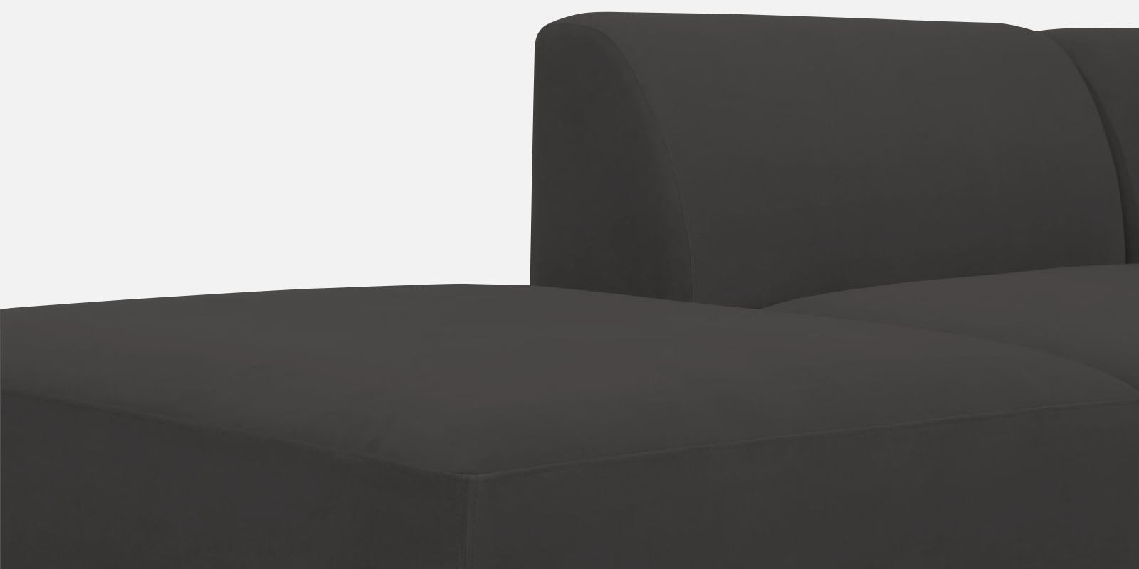 Bufa Velvet LHS Sectional Sofa In Hory Grey Colour With Ottoman - Febonic Living