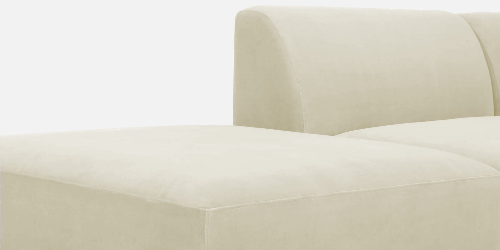 Bufa Velvet LHS Sectional Sofa In Warm White Colour With Ottoman - Febonic Living