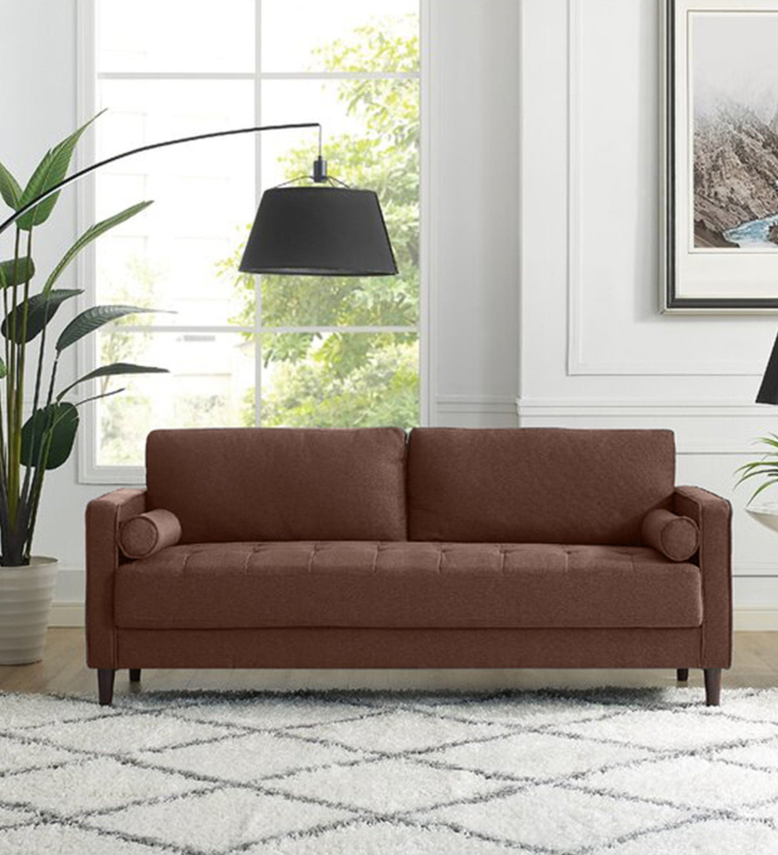Darvin Fabric 3 Seater Sofa In Coffee Brown Colour - Febonic Living