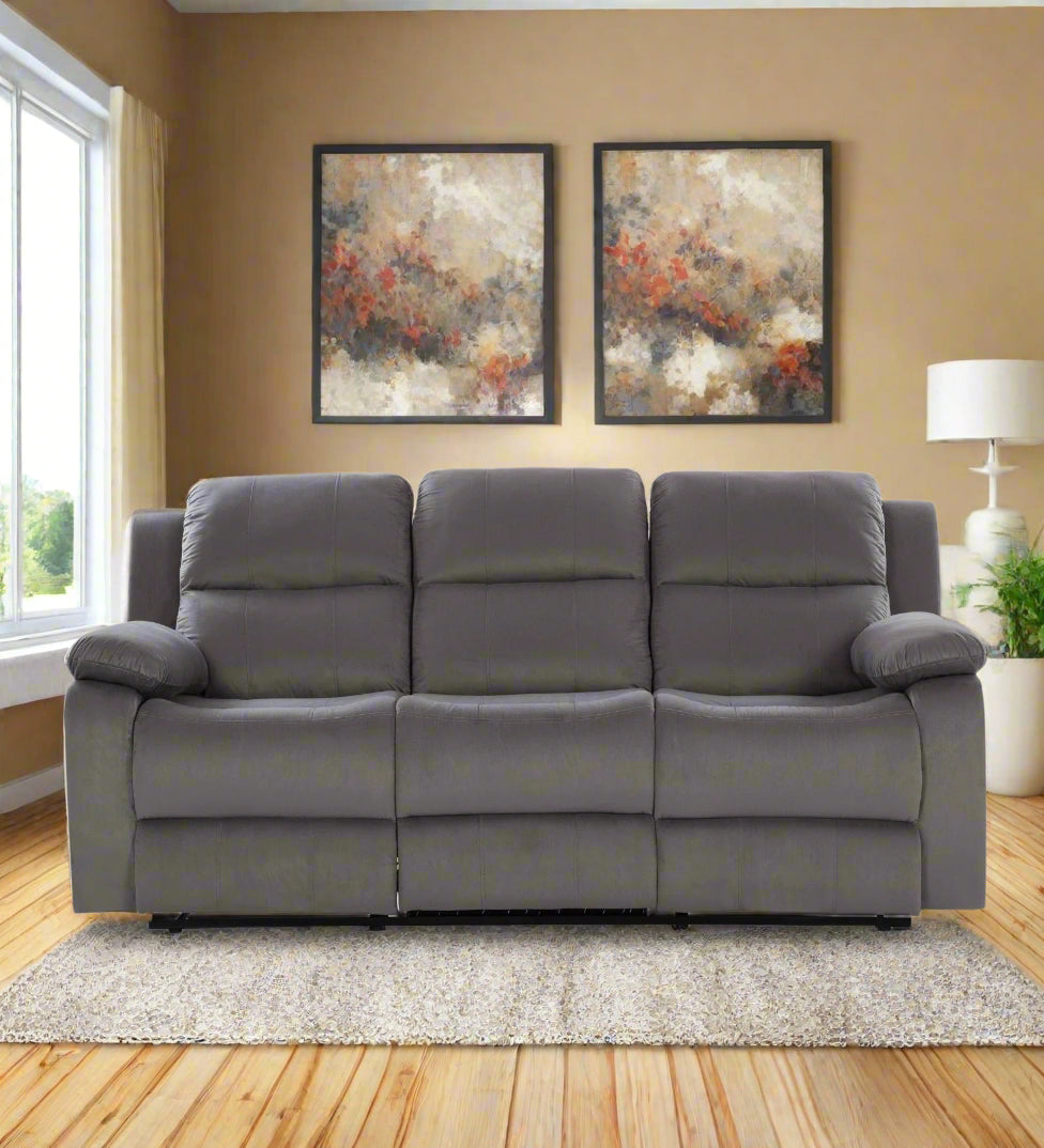 Newton Velvet 3 Seater Motorized Recliner In Concrete Grey Colour - Febonic Living