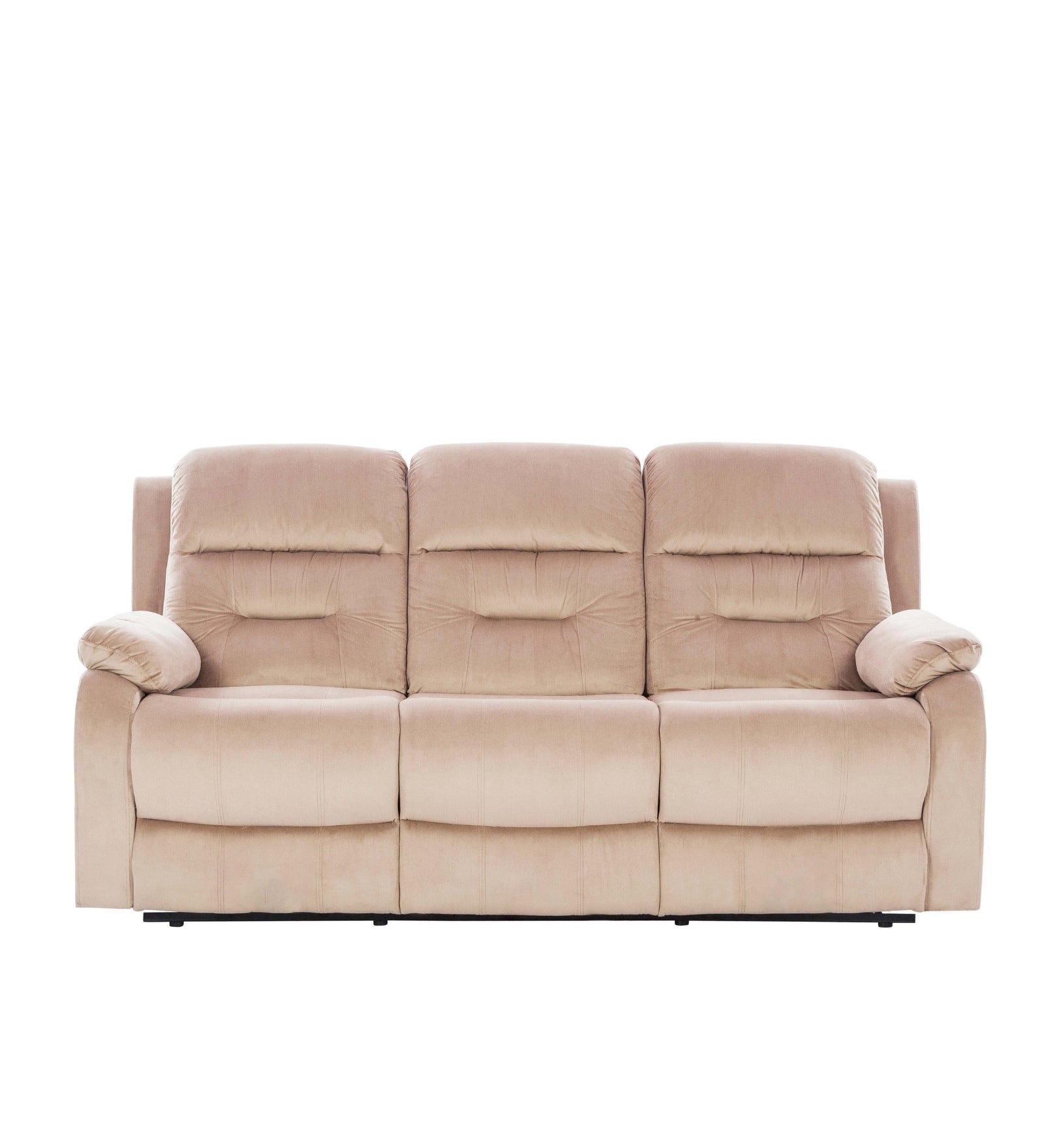 Yama Velvet 3 Seater Motorized Recliner In Camel Beige Colour - Febonic Living