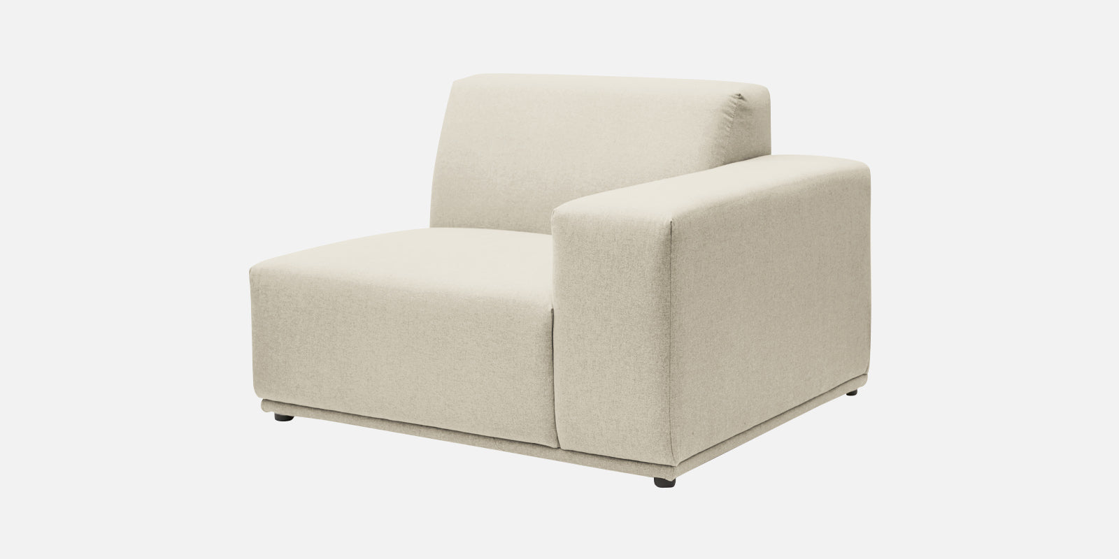 Adam Fabric LHS Sectional Sofa (3+Ottoman Lounger) In Ivory Cream Colour - Febonic Living