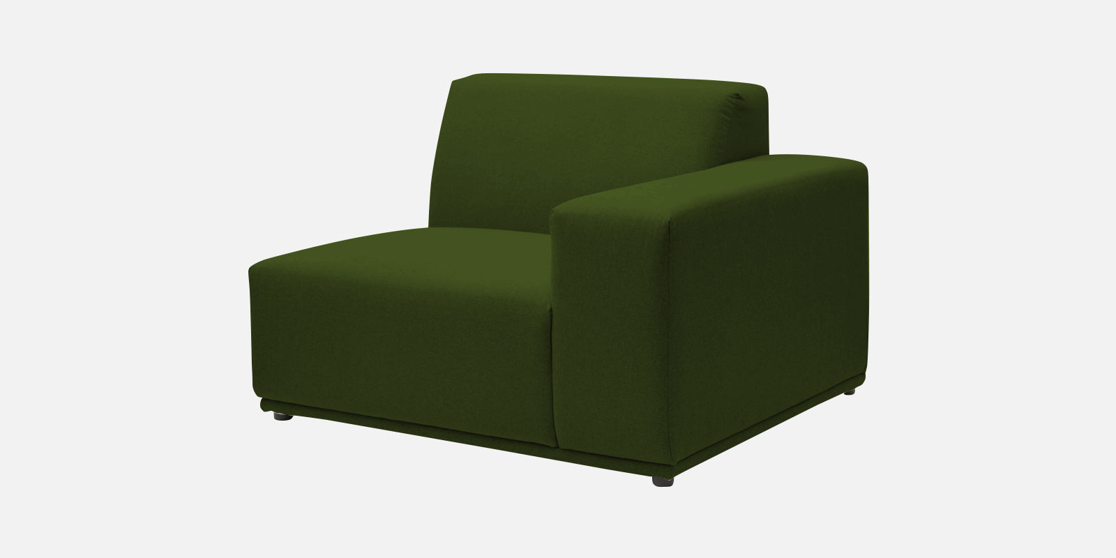 Adam Fabric LHS Sectional Sofa (3+Ottoman Lounger) In Olive Green Colour - Febonic Living
