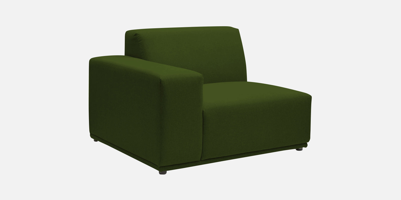 Adam Fabric RHS Sectional Sofa (3+Ottoman Lounger) In Olive Green Colour - Febonic Living