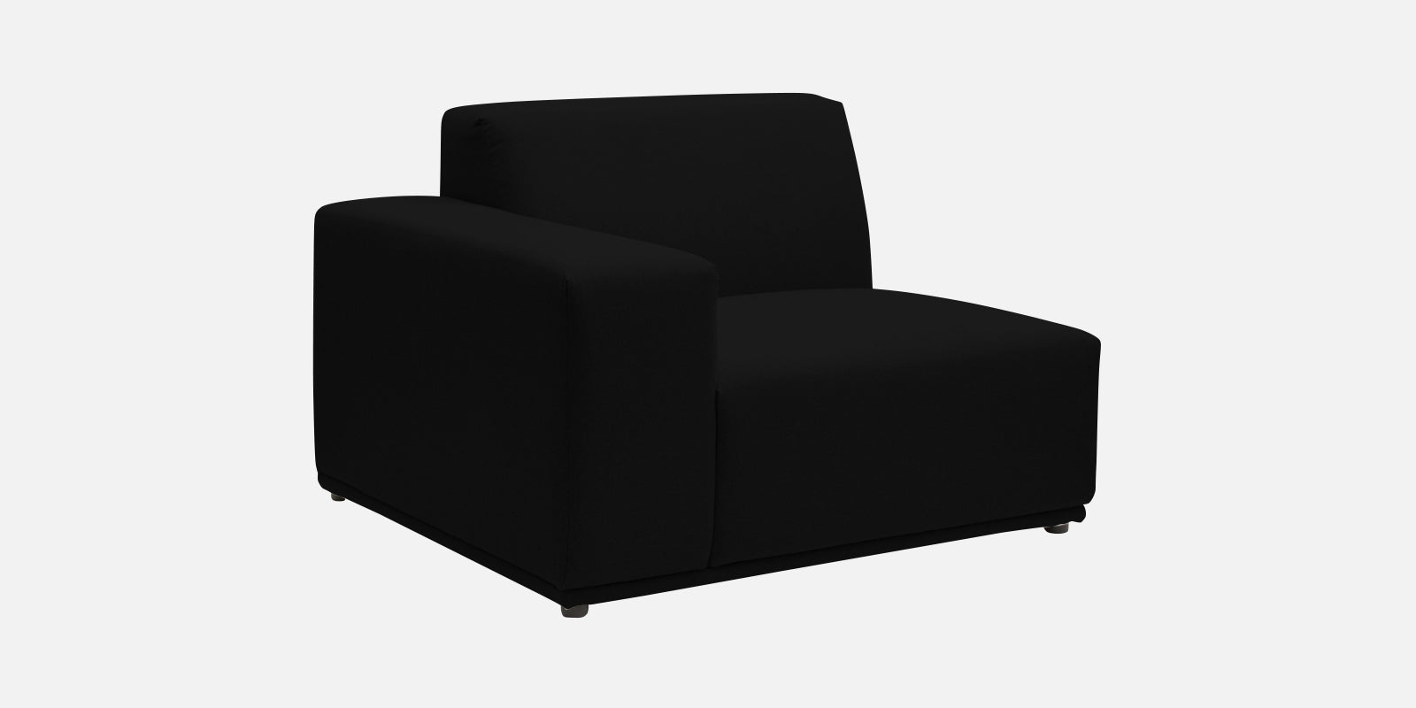 Adam Fabric RHS Sectional Sofa (3+Ottoman Lounger) In Zed Black Colour - Febonic Living