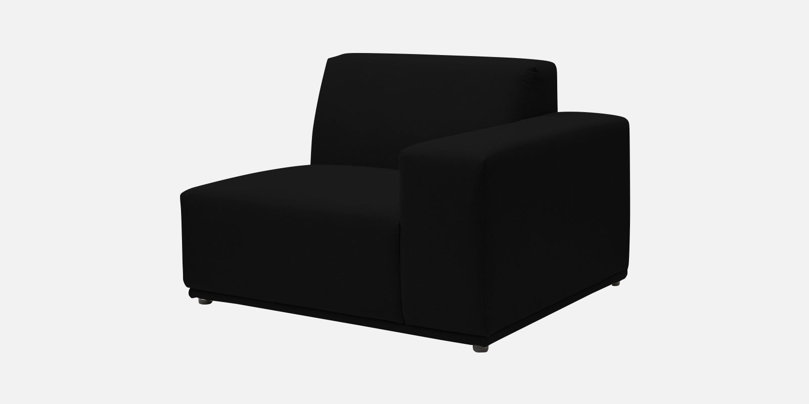 Adam Fabric LHS Sectional Sofa (3+Ottoman Lounger) In Zed Black Colour - Febonic Living