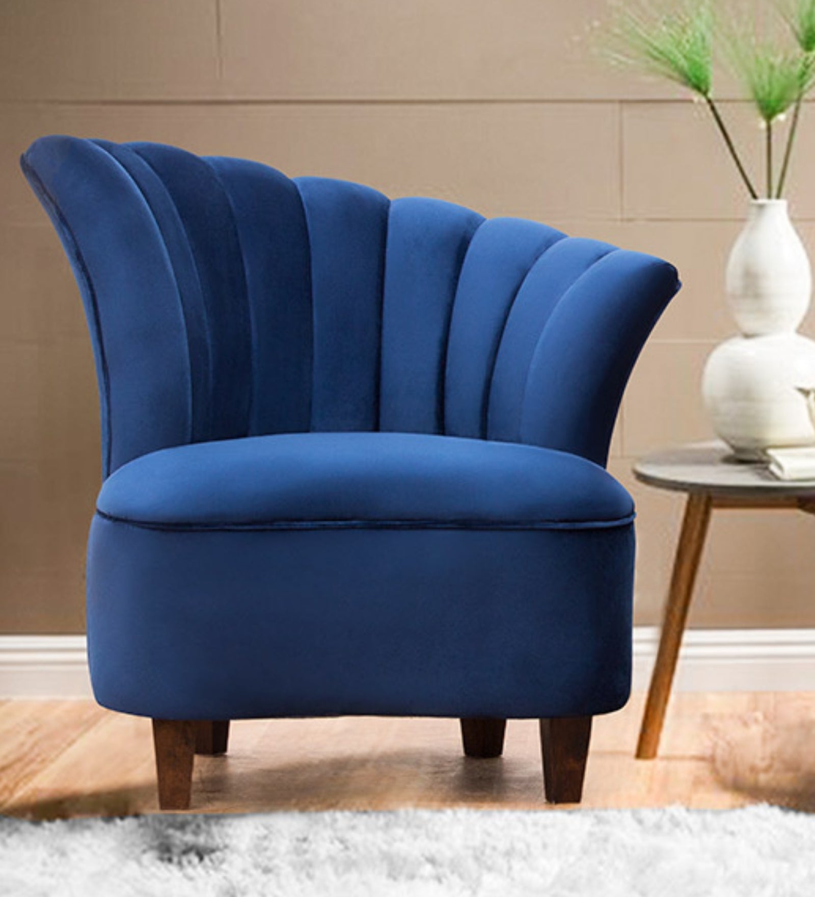 Davo Velvet Slipper Chair in Imperial Blue Colour - Febonic Living