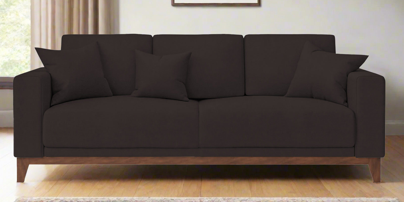 Luca Fabric 3 Seater Sofa In Pebble Brown Colour - Febonic Living