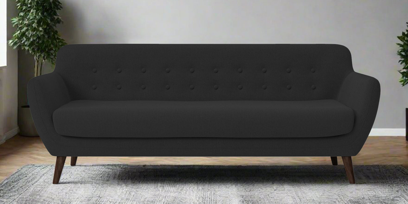 Goofy Fabric 3 Seater Sofa In Bitter Black Colour - Febonic Living