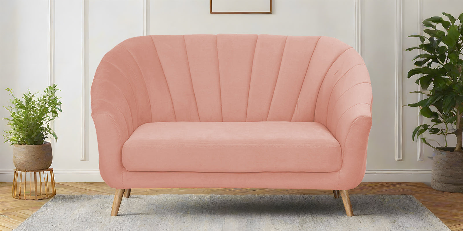 Kaylee Velvet 2 Seater Sofa In Blush Pink Colour - Febonic Living
