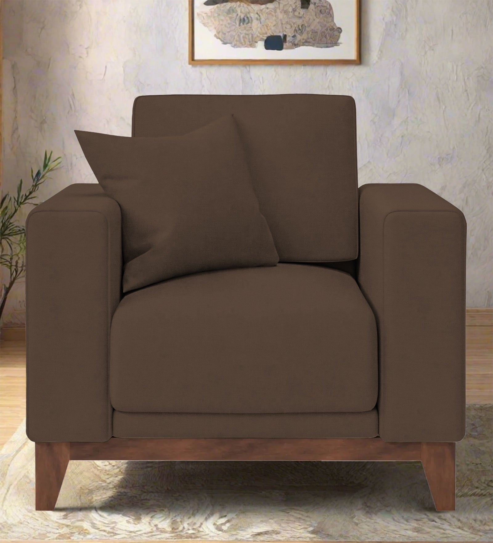 Luca Fabric 1 Seater Sofa In Rosy Brown Colour - Febonic Living