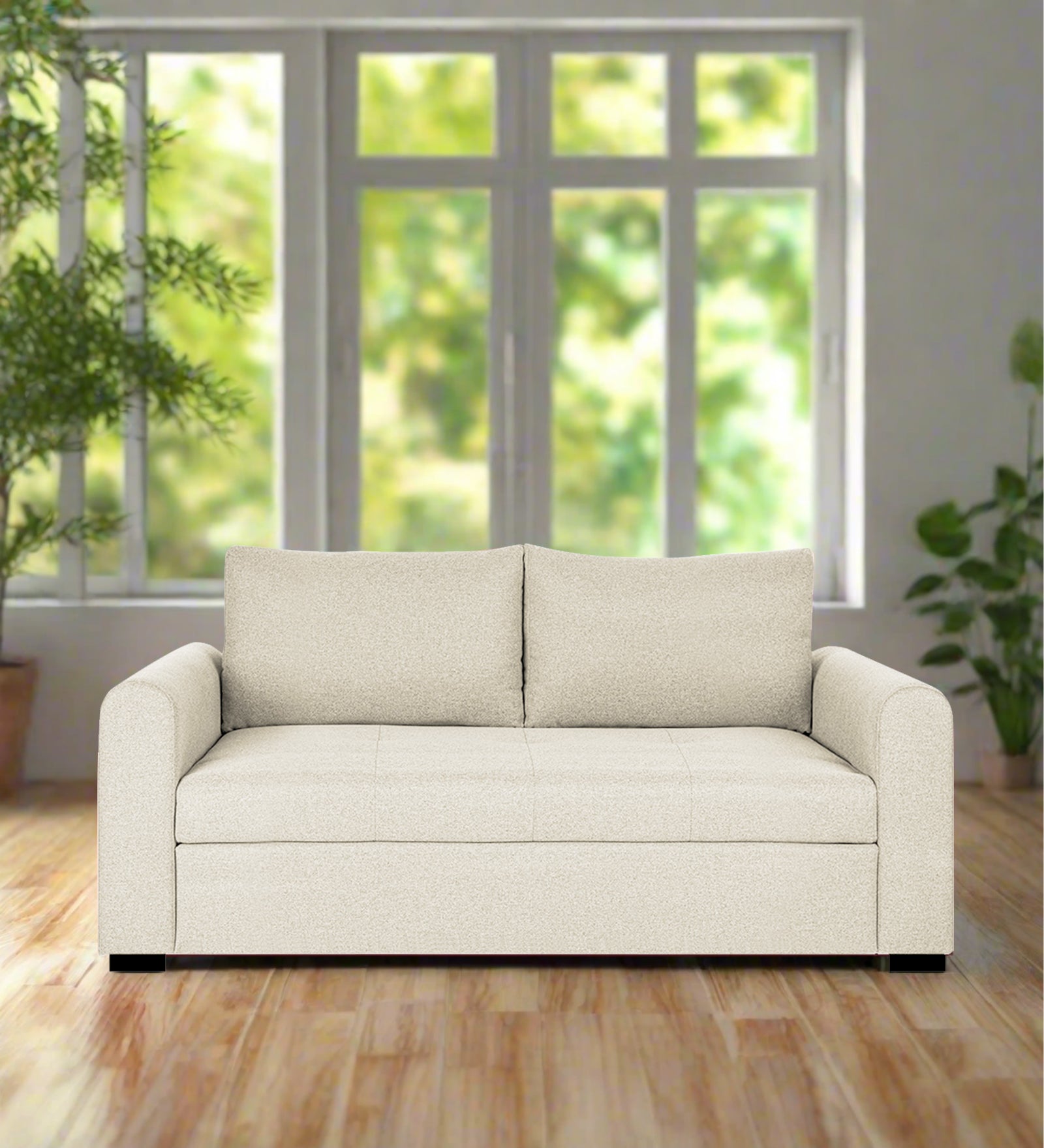 Sigma Fabric 2 Seater Sofa In Ivory Cream Colour - Febonic Living