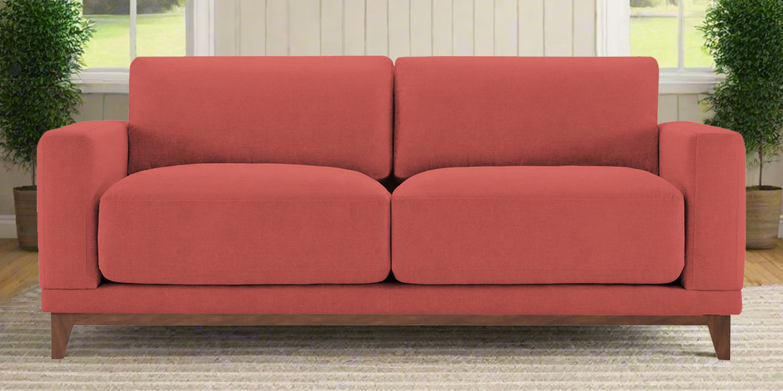 Esha Fabric 2 Seater Sofa In Salmon Pink Colour - Febonic Living