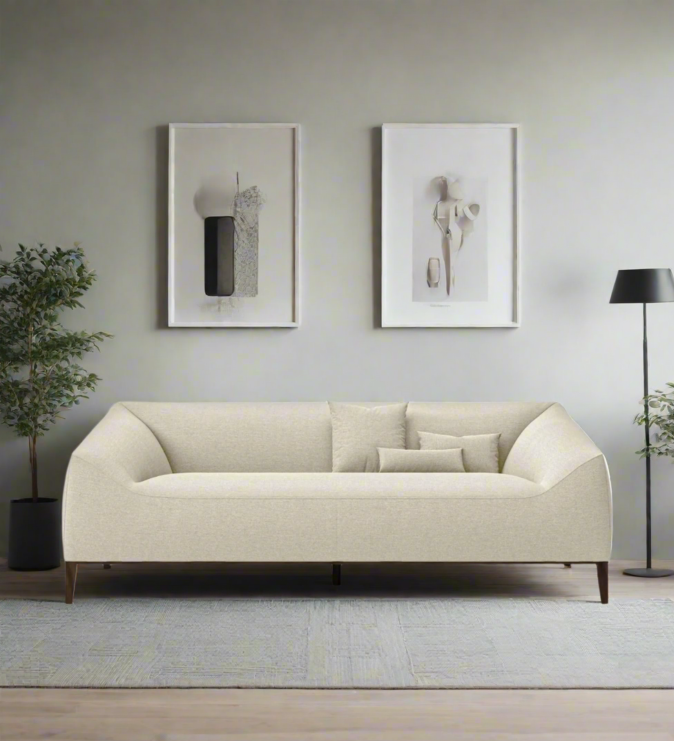 Gamo Fabric 3 Seater Sofa In Ivory Cream Colour - Febonic Living