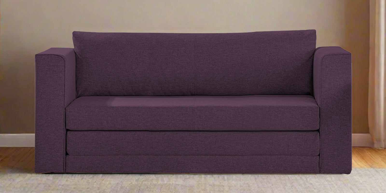 Kenia Fabric 3 Seater Foldable Sofa Cum Bed In Greek Purple Colour - Febonic Living