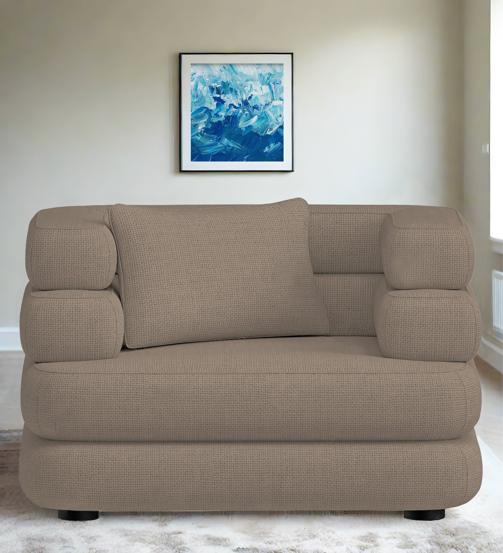 Wener Fabric 1 Seater Sofa In Hazel Beige Colour - Febonic Living