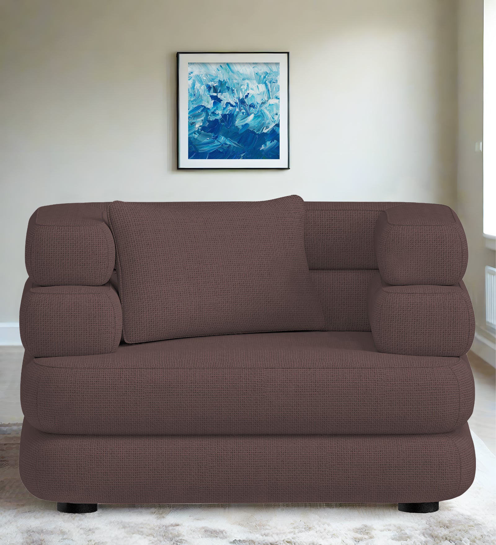 Wener Fabric 1 Seater Sofa In Night Brown Colour - Febonic Living