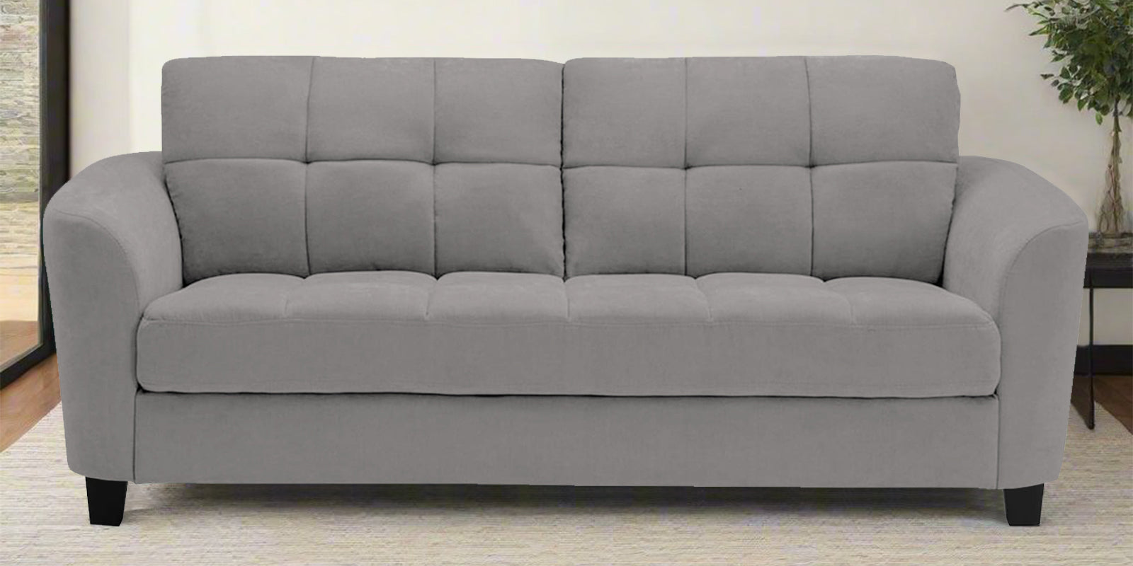 Mulan Fabric 2 Seater Sofa In Silver Grey Colour - Febonic Living