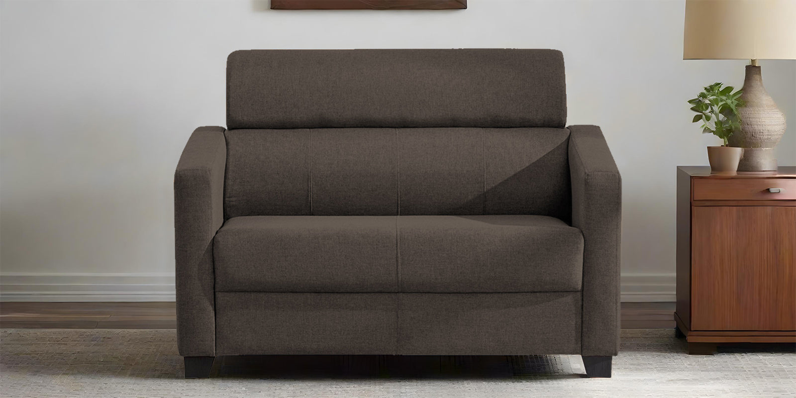 Devo Fabric 2 Seater Sofa In Caspa Brown Colour - Febonic Living