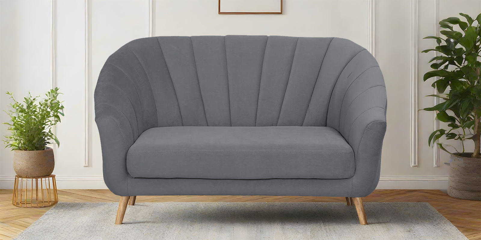 Kaylee Velvet 2 Seater Sofa In Pubble Grey Colour - Febonic Living