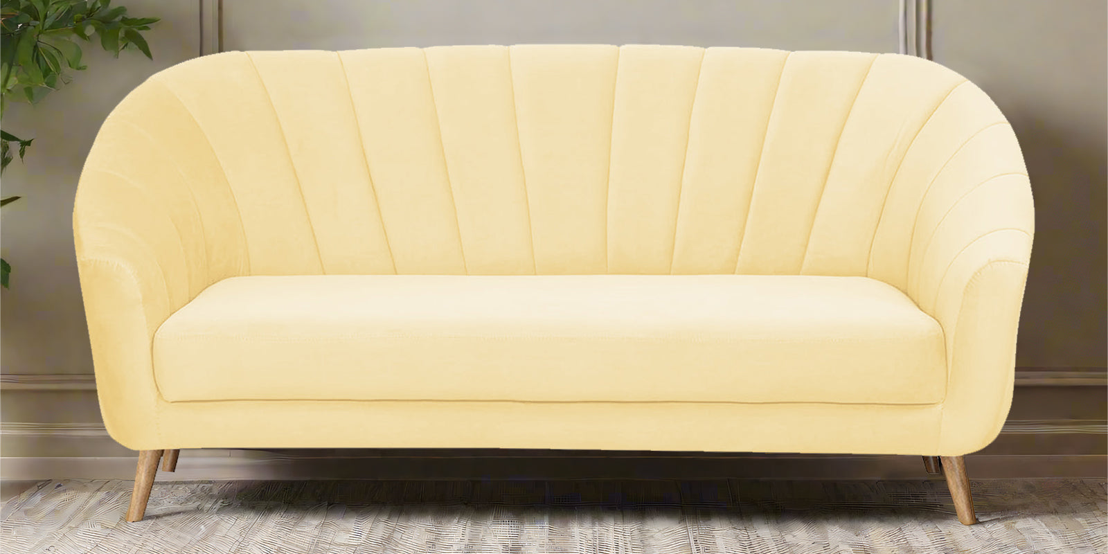 Kaylee Velvet 3 Seater Sofa In Sandy Beige Colour - Febonic Living