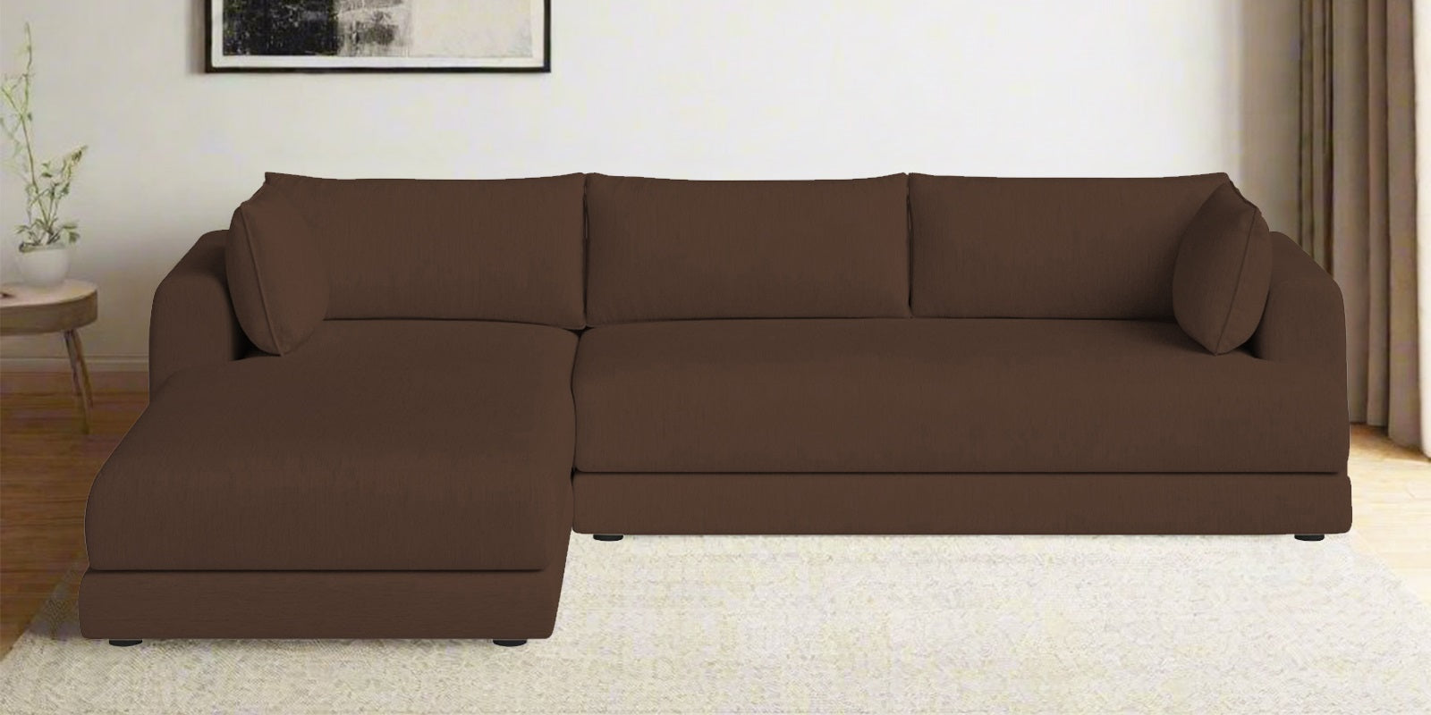Ziggy Fabric RHS Sectional Sofa (3+Lounger) In Ash Brown Colour - Febonic Living