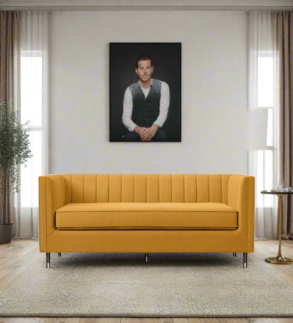 Tolly Fabric 3 Seater Sofa In Blush Yellow Colour - Febonic Living