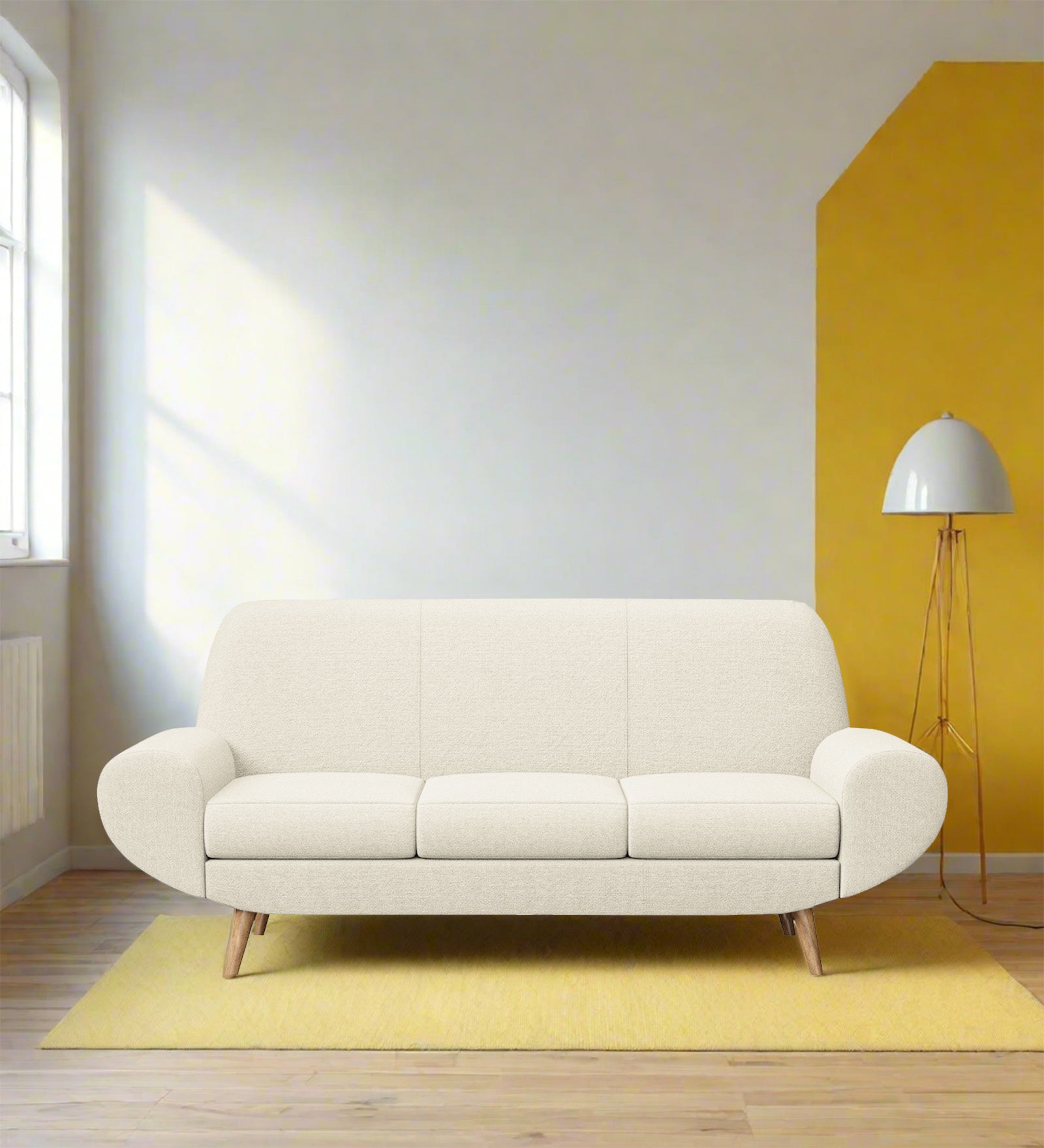 Jessy Fabric 3 Seater Sofa In Ivory Cream Colour - Febonic Living