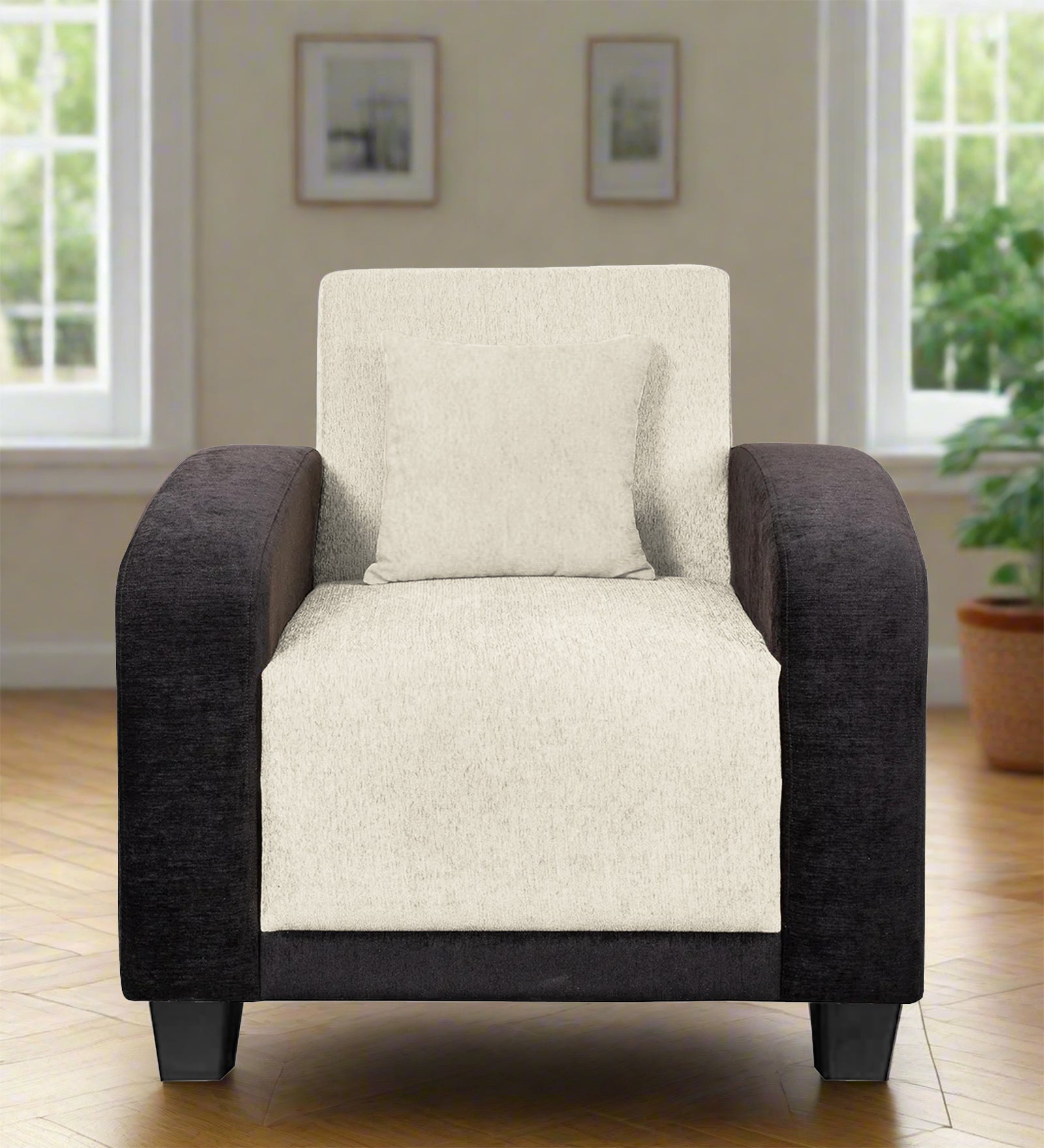 Alex Fabric 1 Seater Sofa In Ivory Cream Colour - Febonic Living