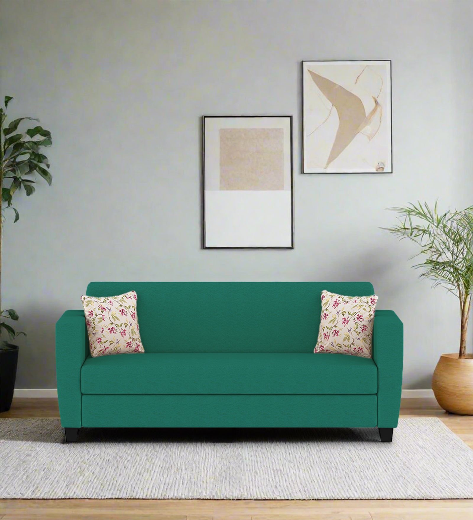 Gozi Fabric 3 Seater Sofa In Sea Green Colour - Febonic Living