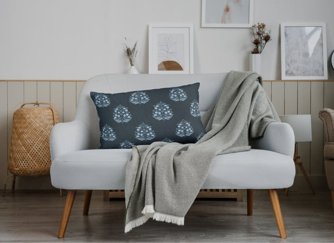 Velvet Digital Printed Fabric Blue Block 311 Code - Febonic Living