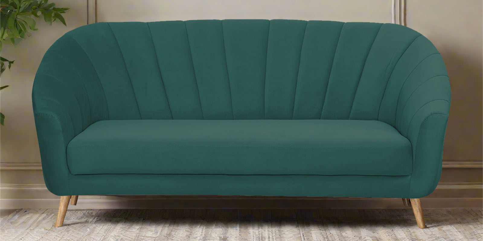 Kaylee Velvet 3 Seater Sofa In Pine green Colour - Febonic Living