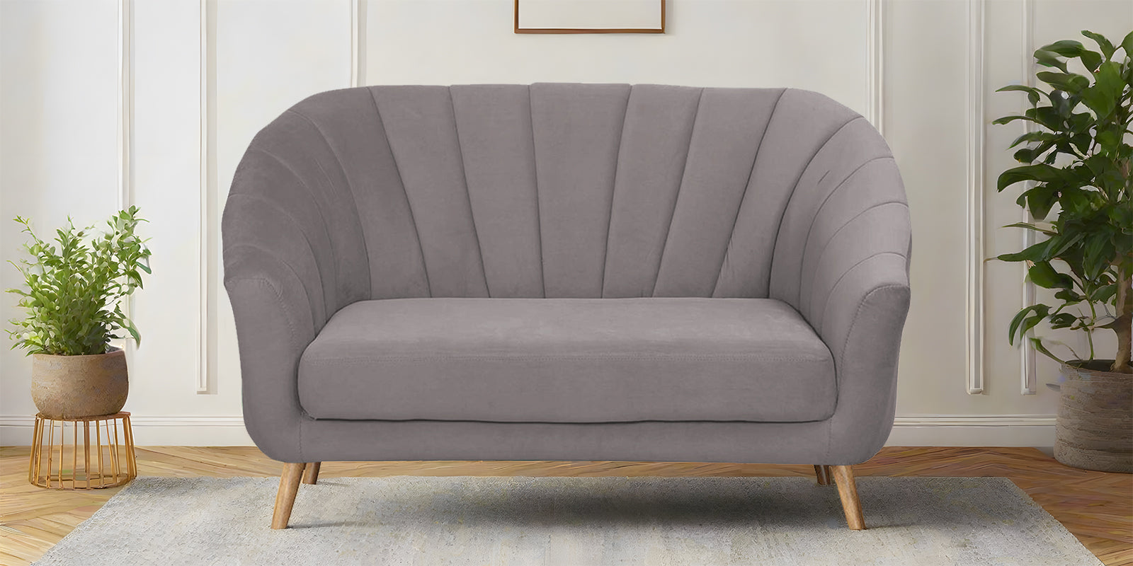 Kaylee Velvet 2 Seater Sofa In Pearl Grey Colour - Febonic Living
