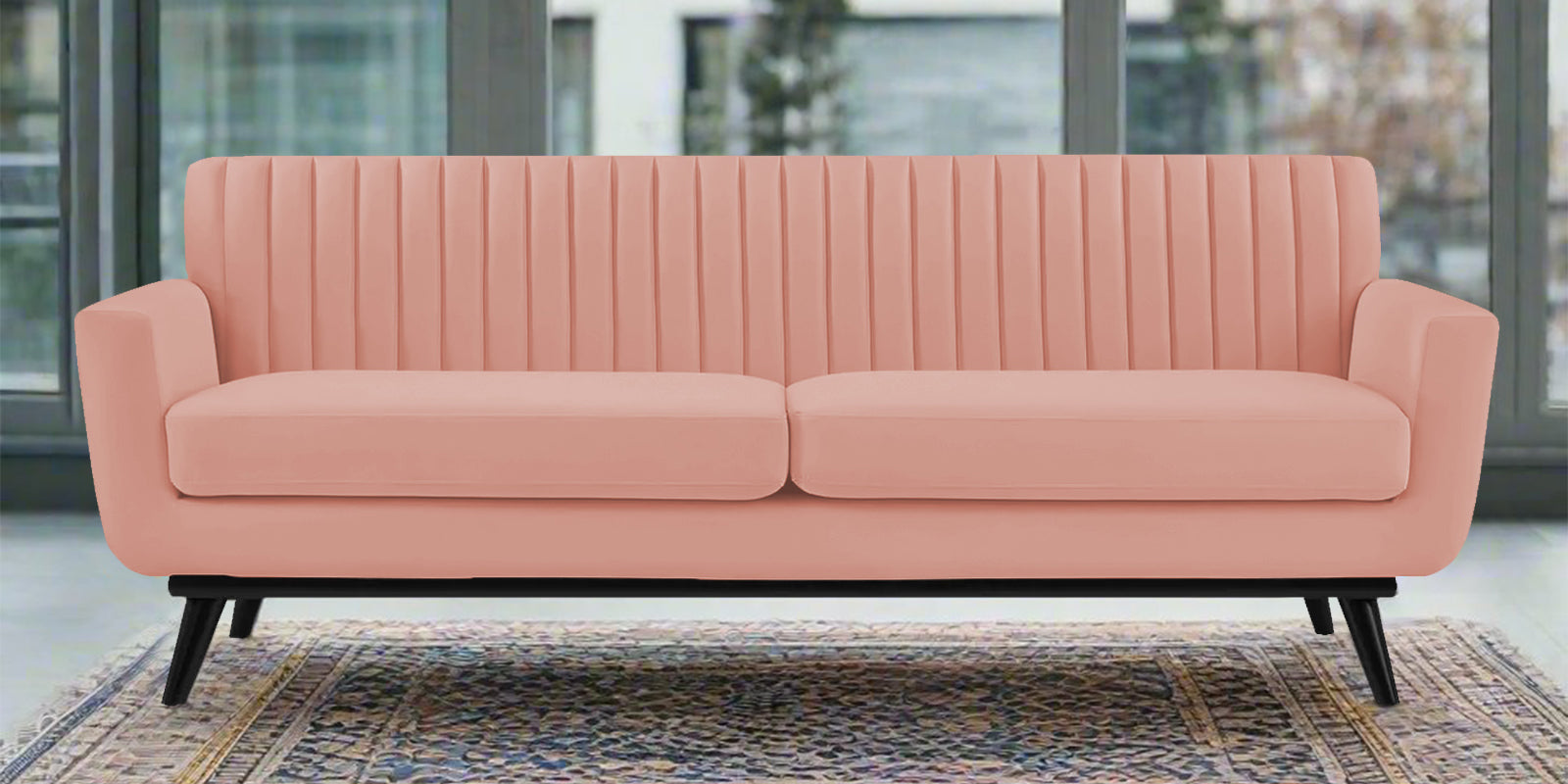 Tucker Velvet 3 Seater Sofa In Blush Pink Colour - Febonic Living