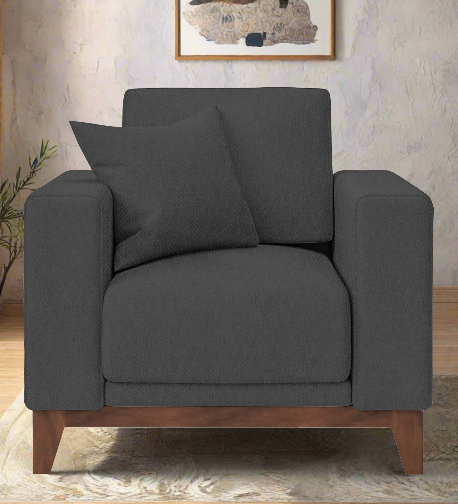 Luca Fabric 1 Seater Sofa In Stone Grey Colour - Febonic Living