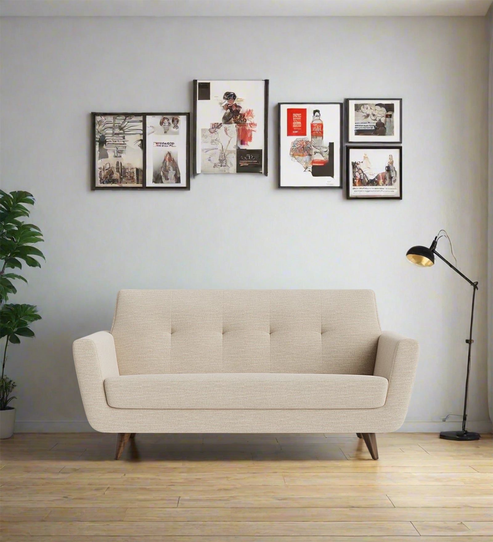 Jasmin Fabric 2 Seater Sofa In Ivory Cream Colour - Febonic Living