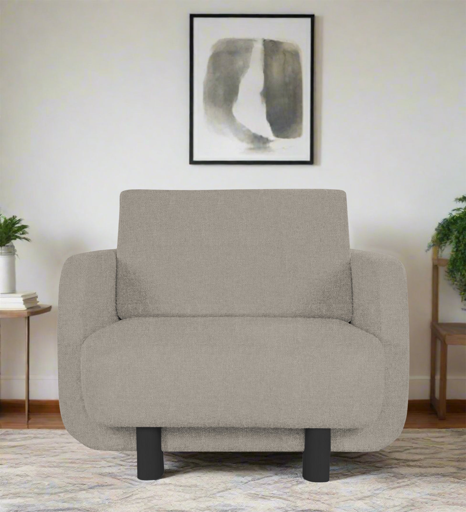 Varu Fabric 1 Seater Sofa In Ash Grey Colour - Febonic Living