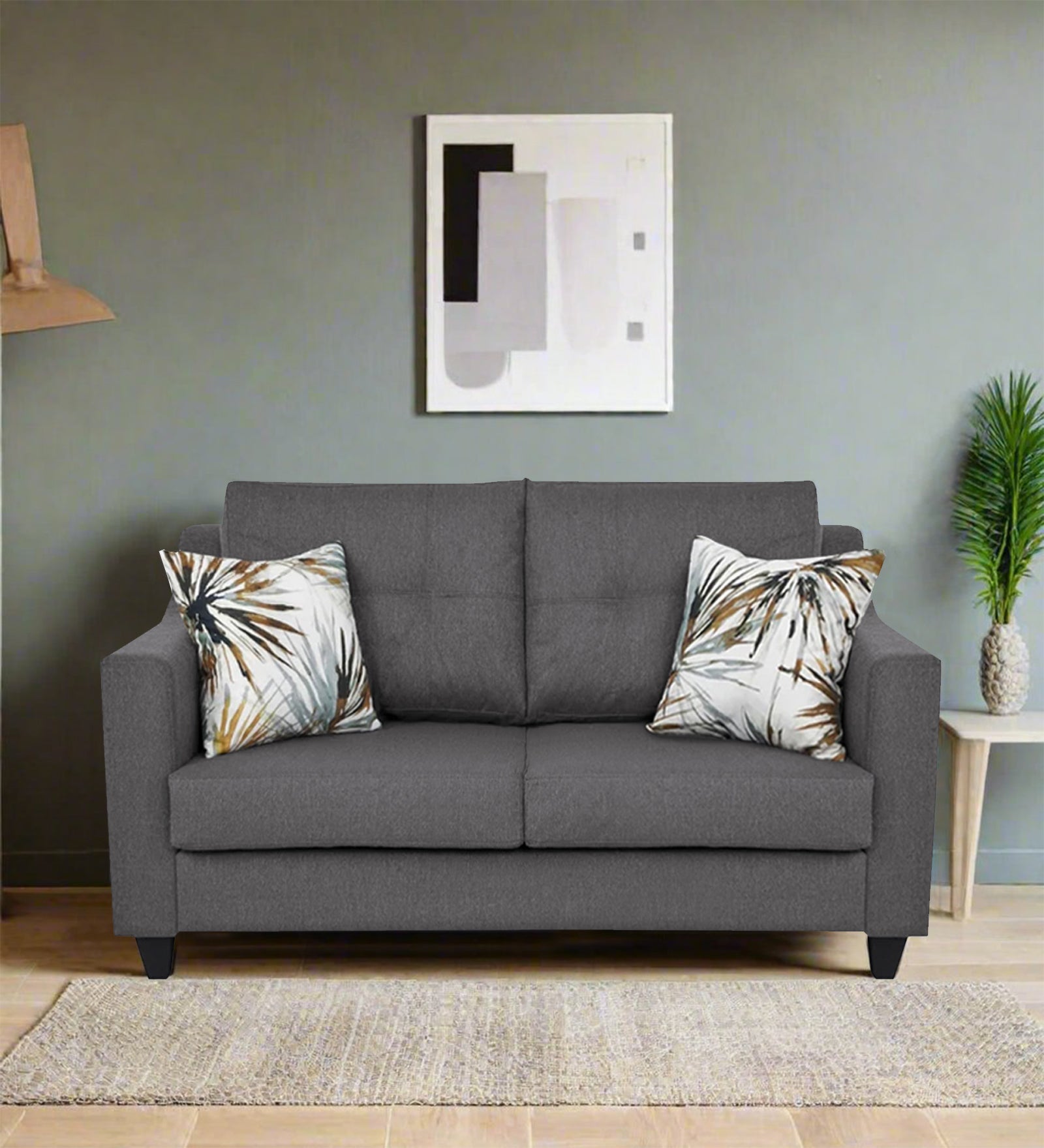 Welly Fabric 2 Seater Sofa In Sudo Grey Colour - Febonic Living