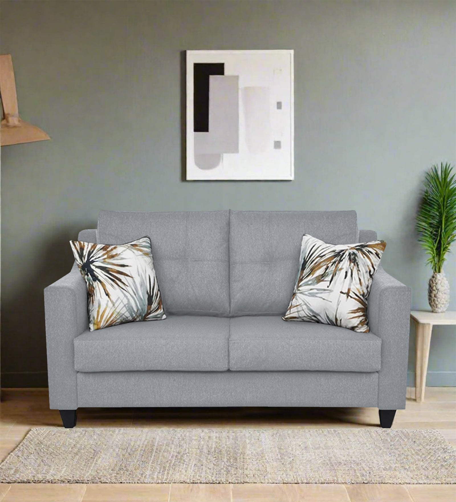 Welly Fabric 2 Seater Sofa In Coin Grey Colour - Febonic Living