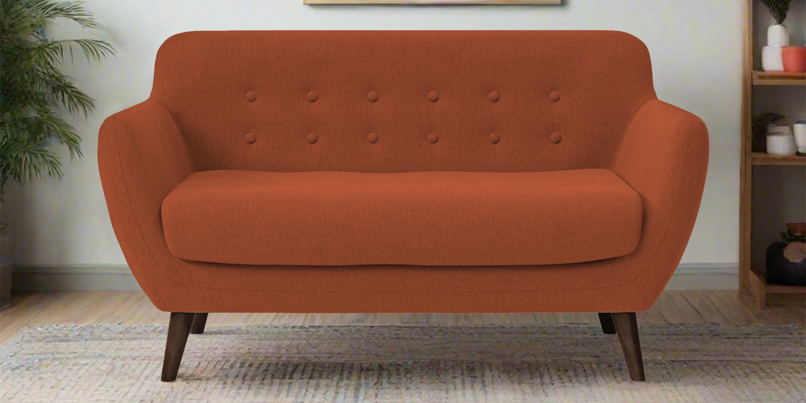 Goofy Fabric 2 Seater Sofa In Royal Orange Colour - Febonic Living