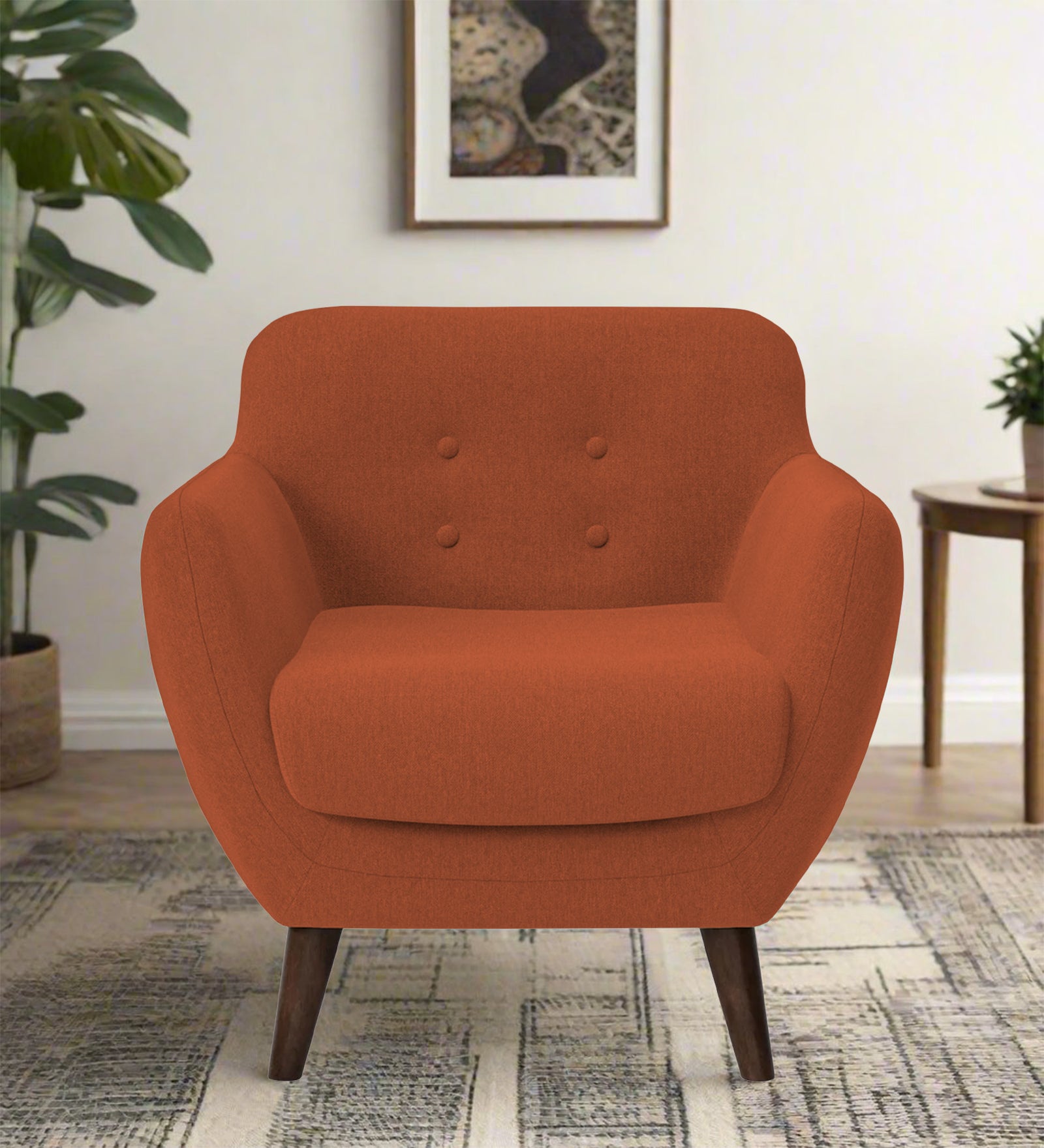 Goofy Fabric 1 Seater Sofa In Royal Orange Colour - Febonic Living