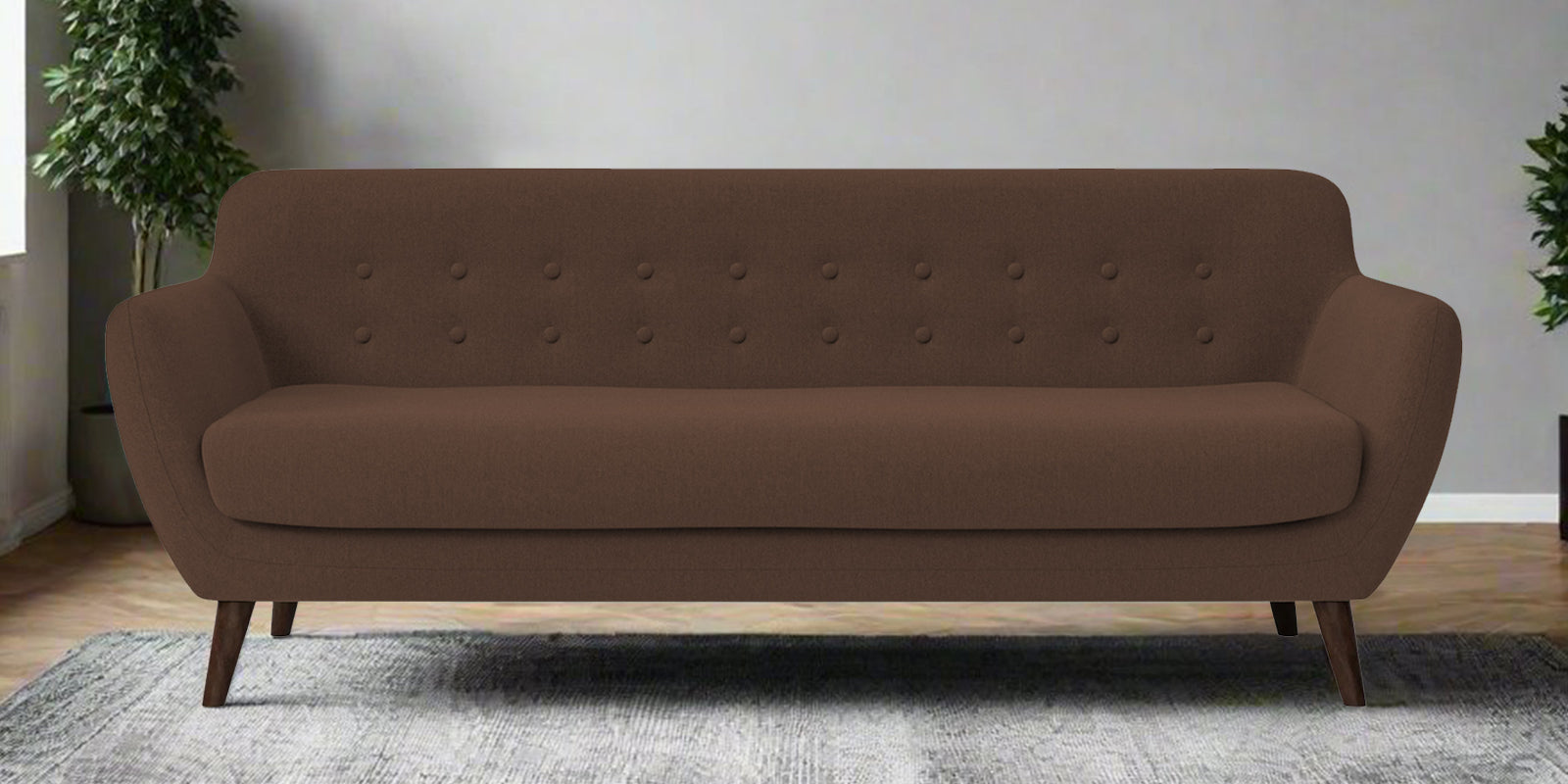 Goofy Fabric 3 Seater Sofa In Ash Brown Colour - Febonic Living