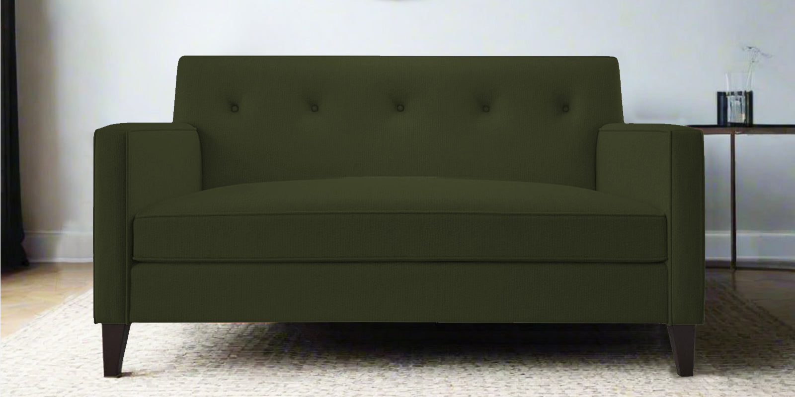 Miller Fabric 2 Seater Sofa In Olive Green Colour - Febonic Living