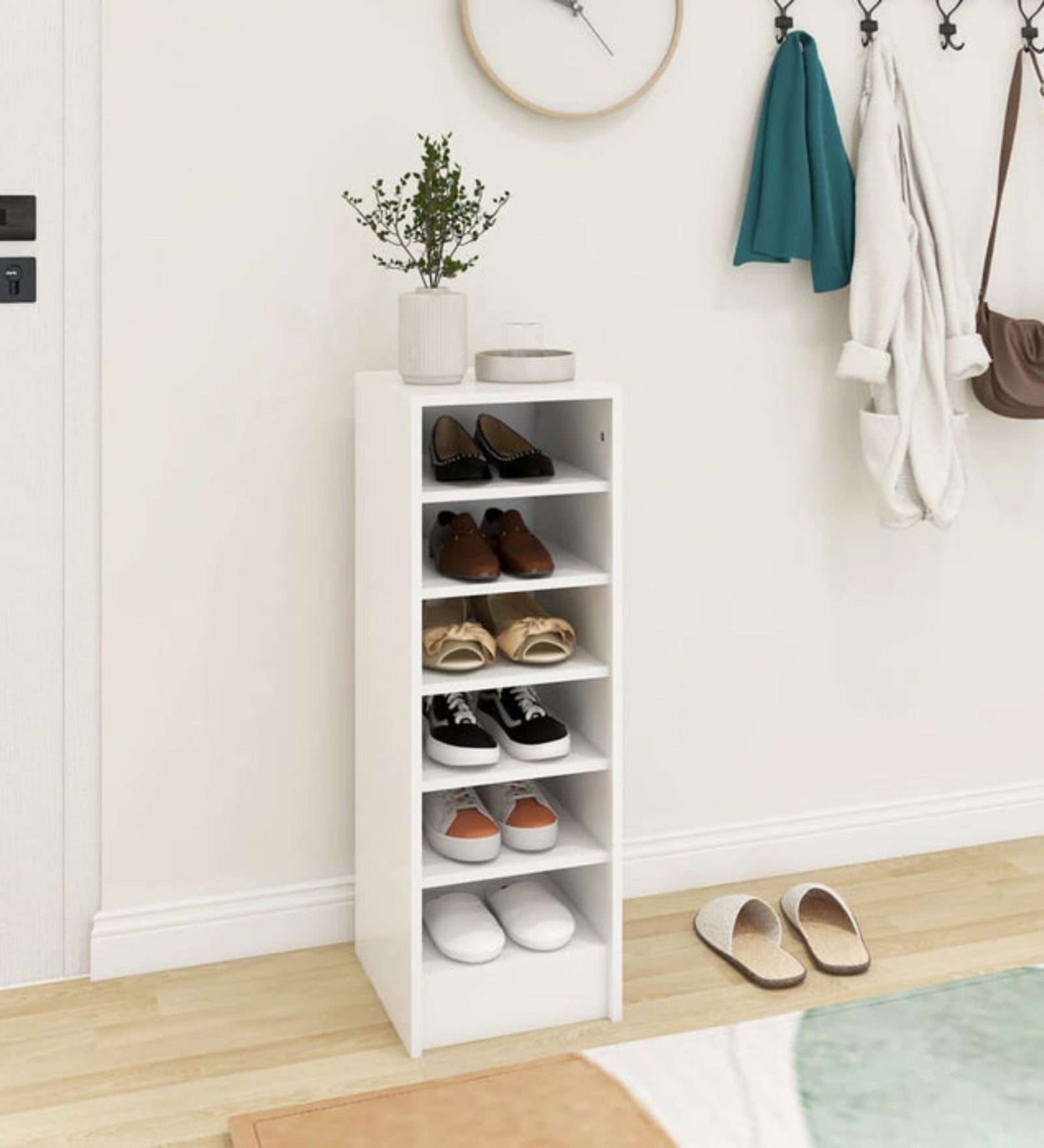 Deavy Shoe Rack In Frosty White Finish - Febonic Living